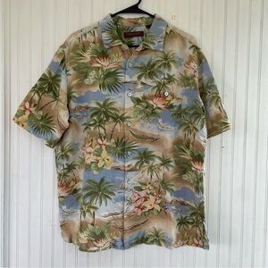 Tori Richard Hawaiian Men's SILK LINEN Tropical Short Sleeve Shirt Size Large